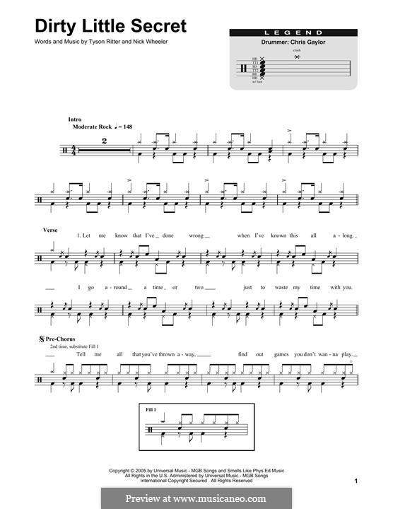 Dirty Little Secret (The All-American Rejects): Drum set by Nick Wheeler, Tyson Ritter
