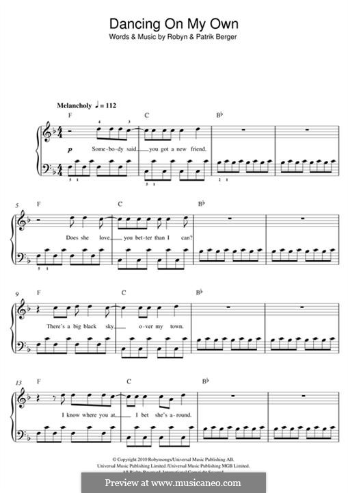Dancing on My Own: Para Piano by Alfred George Robyn, Patrik Berger