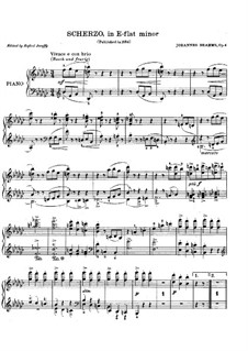 Scherzo in E Flat Minor, Op.4: Para Piano by Johannes Brahms