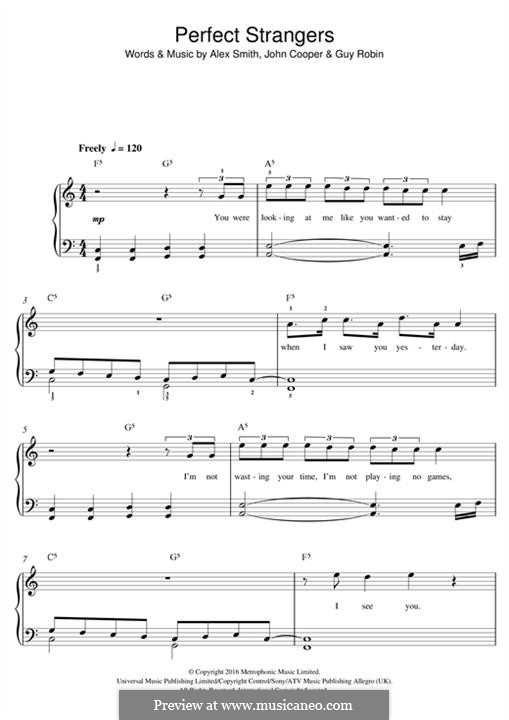 Perfect Strangers (feat. JP Cooper): Para Piano by Alex Smith, John Cooper, Guy Robin