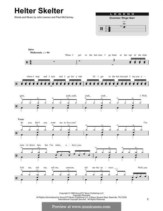 Helter Skelter (The Beatles): Drum set by John Lennon, Paul McCartney