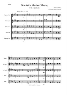 Now Is the Month of Maying: For saxophone quintet (with variation) by Thomas Morley