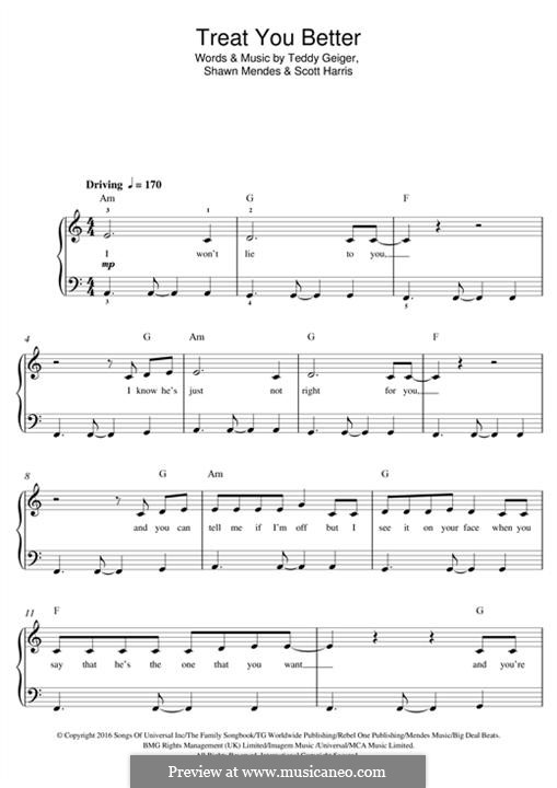 Treat You Better: Para Piano by John Theodore Geiger, Scott Harris, Shawn Mendes