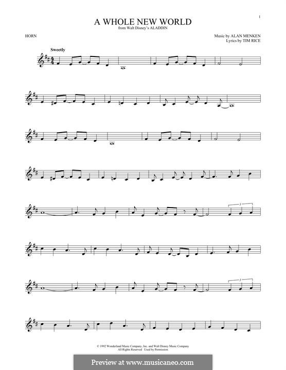 Instrument version: For horn by Alan Menken