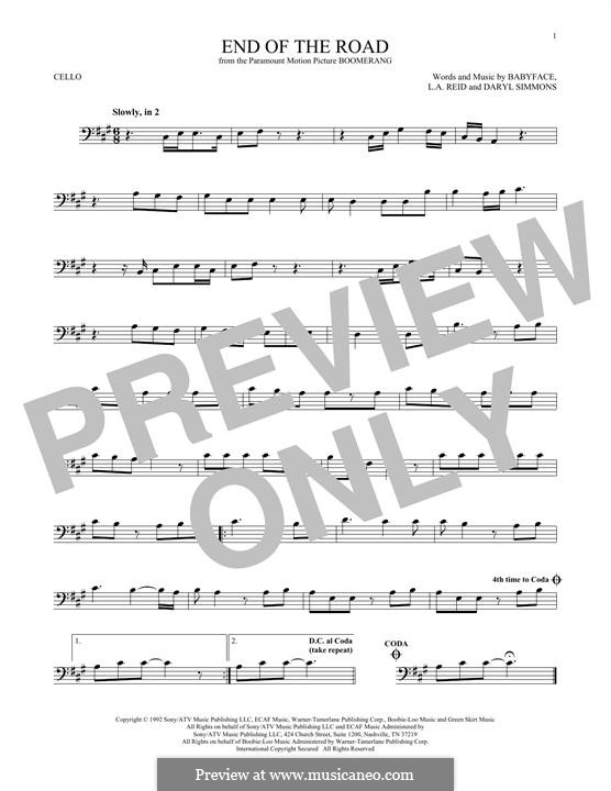 End of the Roads (Boyz II Men): para violoncelo by L.A. Reid, Daryl Simmons, Kenneth 'Babyface' Edmonds