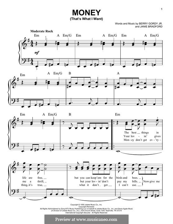Money (That's What I Want): Para Piano by Berry Gordy, Janie Bradford