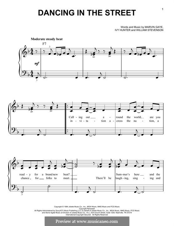 Dancing in the Street (Martha & The Vandellas): Para Piano by Ivory Joe Hunter, Marvin P. Gaye, William Stevenson