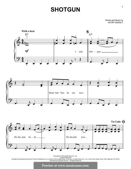 Shot Gun (Junior Walker & The All-Stars): Para Piano by Autry DeWalt