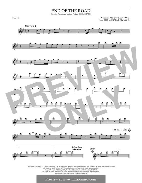 End of the Roads (Boyz II Men): para flauta by L.A. Reid, Daryl Simmons, Kenneth 'Babyface' Edmonds