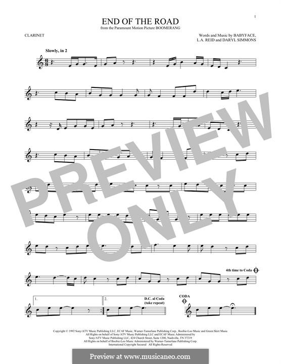 End of the Roads (Boyz II Men): para clarinete by L.A. Reid, Daryl Simmons, Kenneth 'Babyface' Edmonds