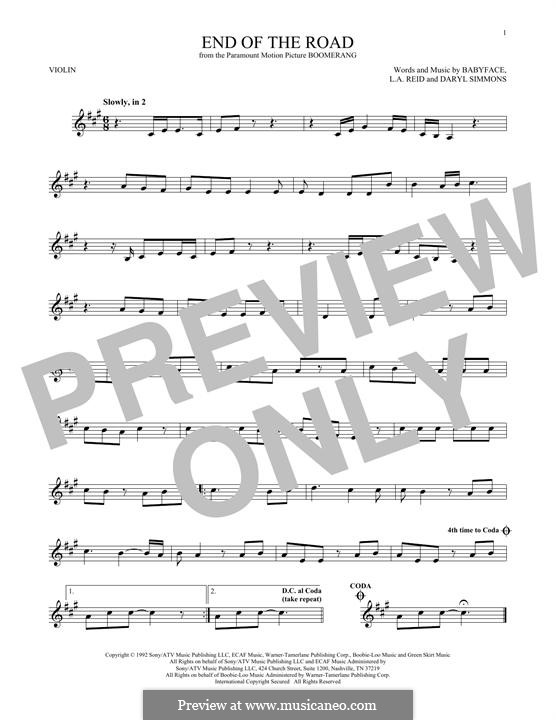 End of the Roads (Boyz II Men): para violino by L.A. Reid, Daryl Simmons, Kenneth 'Babyface' Edmonds