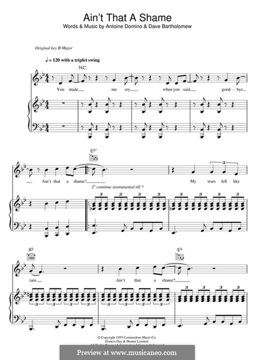 Ain't That a Shame (Fats Domino): Para vocais e piano (ou Guitarra) by Antoine Domino, Dave Bartholomew