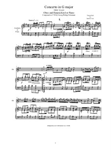 Concerto for Oboe and Strings in G Major, TWV 51:G3: Version for oboe and piano by Georg Philipp Telemann