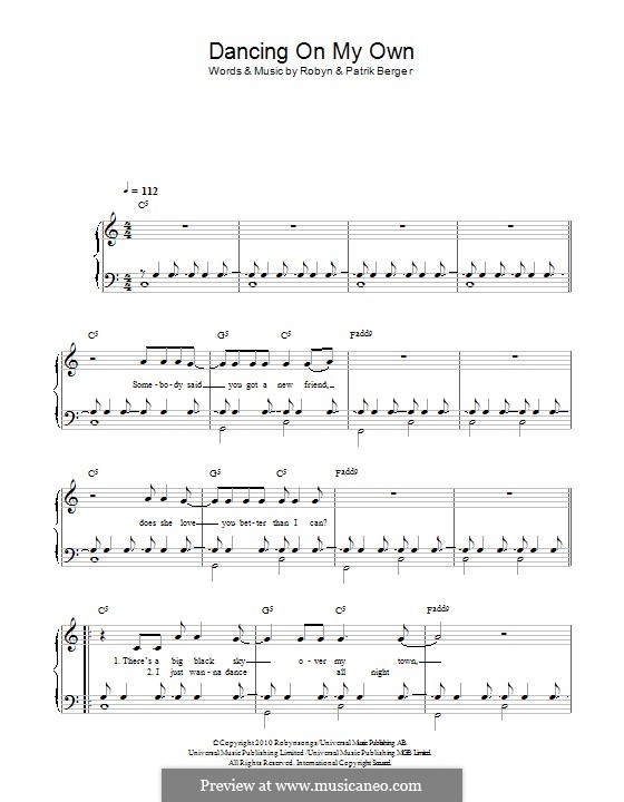 Dancing on My Own: Para Piano by Alfred George Robyn, Patrik Berger