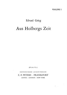 Fra Holbergs tid (Holberg Suite), Op.40: For string orchestra – violin I part by Edvard Grieg