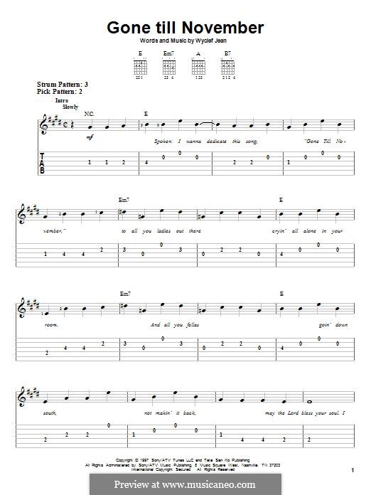Gone 'Til November: Para guitarra com guia by Wyclef Jean