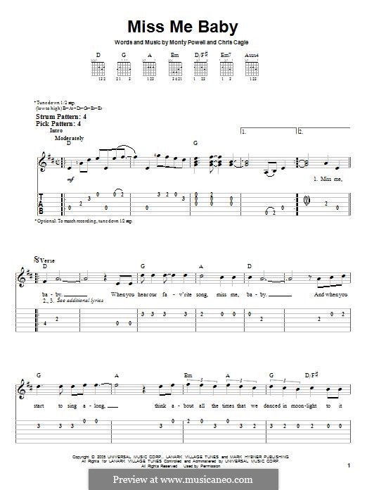 Miss Me Baby (Chris Cagle): Para guitarra com guia by Monty Powell