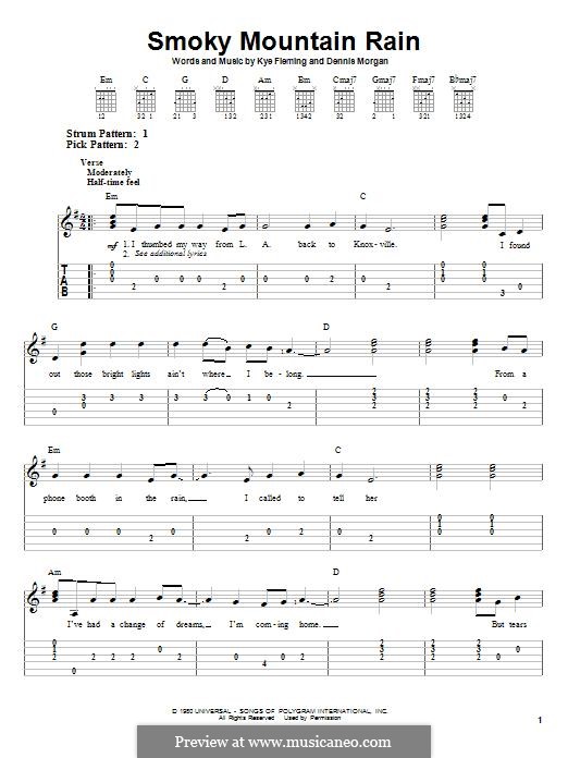Smoky Mountain Rain (Ronnie Milsap): Para guitarra com guia by Dennis Morgan, Kye Fleming