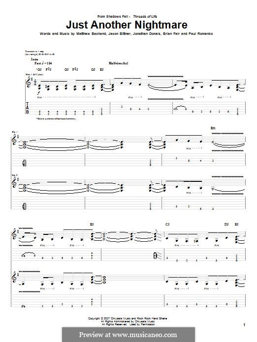 Just Another Nightmare (Shadows Fall): Para guitarra com guia by Brian Fair, Jason Bittner, Jonathan Donais, Matthew Bachand, Paul Romanko