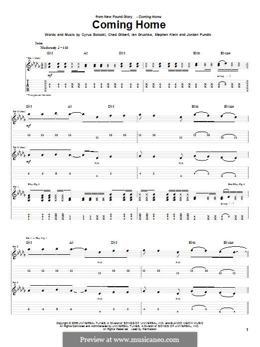 Coming Home (New Found Glory): Para guitarra com guia by Chad Gilbert, Cyrus Bolooki, Ian Grushka, Jordan Pundik, Stece Klein