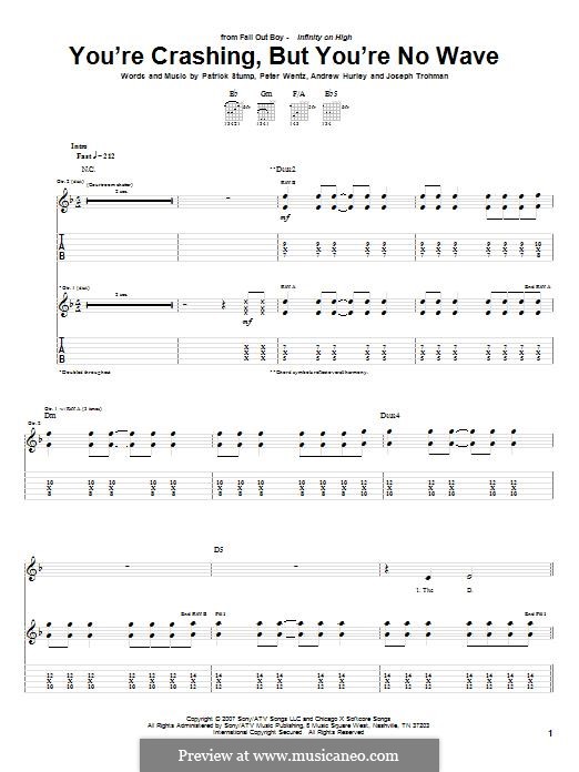 You're Crashing, But You're No Wave (Fall Out Boy): Para guitarra com guia by Andrew Hurley, Joseph Trohman, Patrick Stump, Peter Wentz