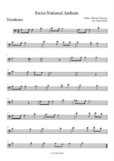 Schweizer Psalm (Swiss National Anthem): para trombone by Alberich Zwyssig