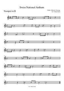Schweizer Psalm (Swiss National Anthem): para trompeta by Alberich Zwyssig
