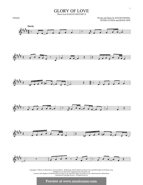 Glory of Love (Theme from Karate Kid Part II): para violino by David Foster, Diane Nini, Peter Cetera