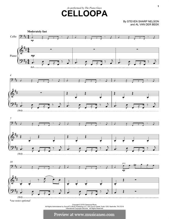 Celloopa (The Piano Guys): Para Piano by Al van der Beek, Steven Sharp Nelson