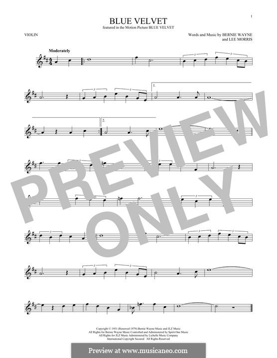 Blue Velvet: para violino by Bernie Wayne, Lee Morris