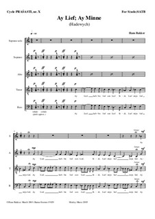 Ay Lief; Ay Minne for SATB and S solo: Ay Lief; Ay Minne for SATB and S solo by Hans Bakker