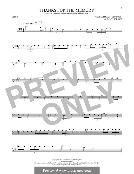 Thanks for the Memory: para violoncelo by Ralph Rainger