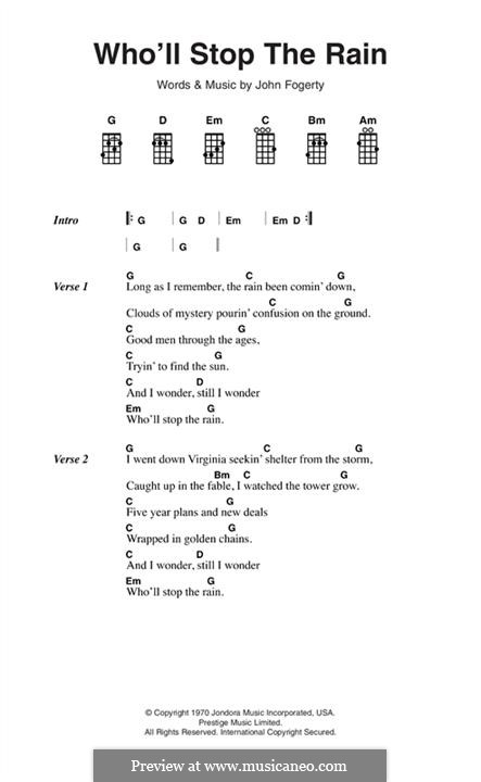 Who'll Stop the Rain (Creedence Clearwater Revival): Letras e Acordes by John C. Fogerty
