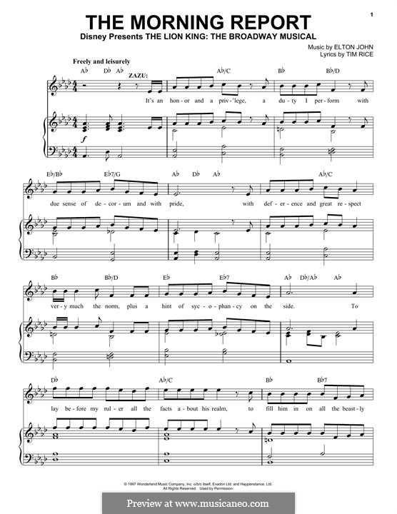 The Morning Report: Para vocais e piano (ou Guitarra) by Elton John
