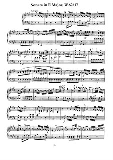 Sonata for Keyboard in E Major, H 117 Wq 62:17: For a single performe by Carl Philipp Emanuel Bach