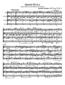 String Quartet No.2 in A Minor, Op.51: Version for wind quartet - score, parts by Johannes Brahms