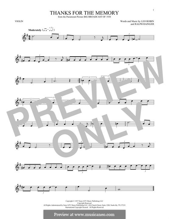 Thanks for the Memory: para violino by Ralph Rainger