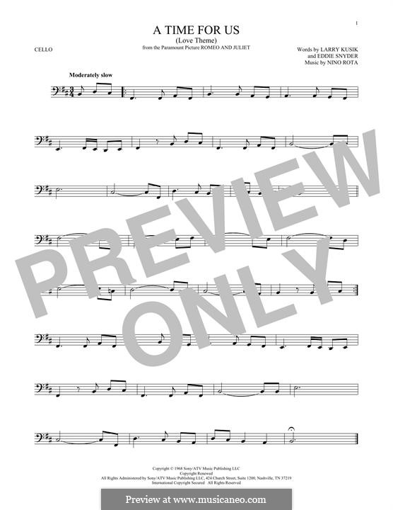 A Time for Us (Love Theme from Romeo and Juliet): para violoncelo by Nino Rota