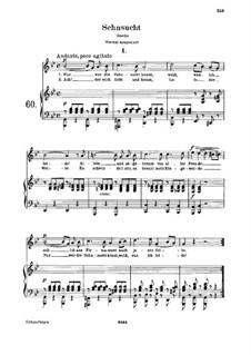 Sehnsucht (in Four Settings), WoO 134: Para vocais e piano by Ludwig van Beethoven