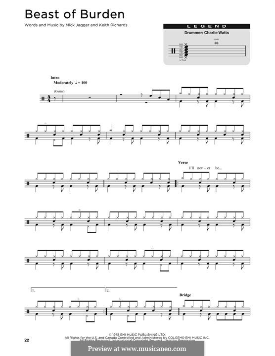Beast of Burden (The Rolling Stones): Drum set by Keith Richards, Mick Jagger