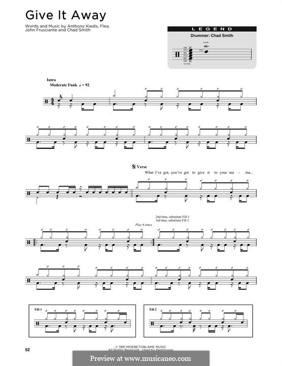 Give It Away (Red Hot Chili Peppers): Drum set by Flea, Anthony Kiedis, Chad Smith, John Frusciante