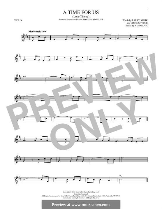A Time for Us (Love Theme from Romeo and Juliet): para violino by Nino Rota