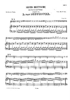 Six German Dances for Violin and Piano, WoO 42: partitura by Ludwig van Beethoven