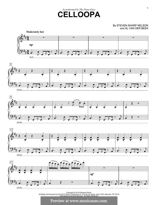 Celloopa (The Piano Guys): Para Piano by Al van der Beek, Steven Sharp Nelson