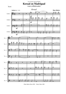 Koraal en Madrigaal: For four cellos by Hans Bakker