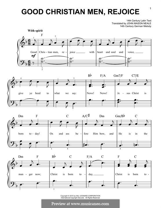 Good Christian Men, Rejoice: Para Piano by folklore