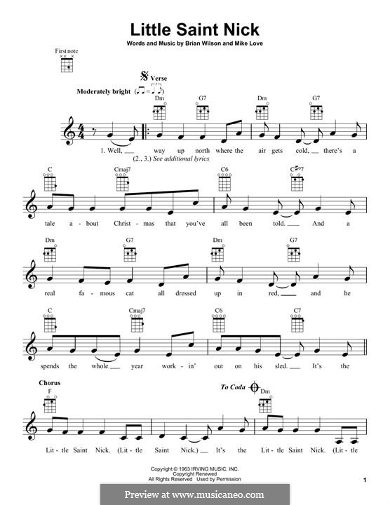 Little Saint Nick (The Beach Boys): para ukulele by Brian Wilson, Mike Love