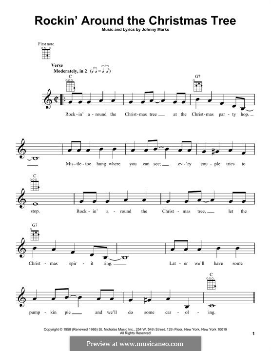 Rockin' Around the Christmas Tree: para ukulele by Johnny Marks