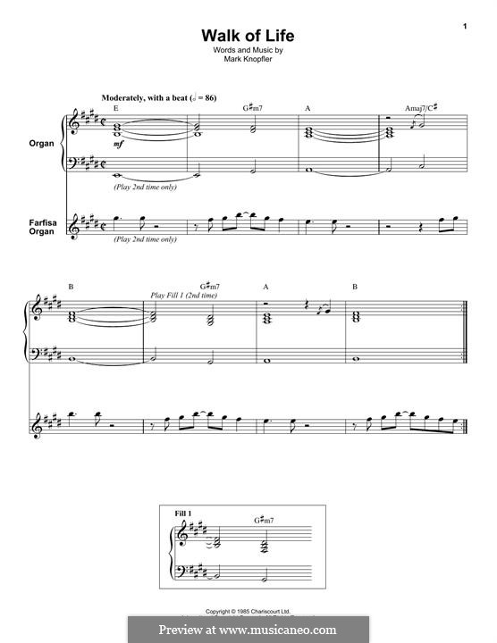 Walk of Life (Dire Straits): para orgãos by Mark Knopfler