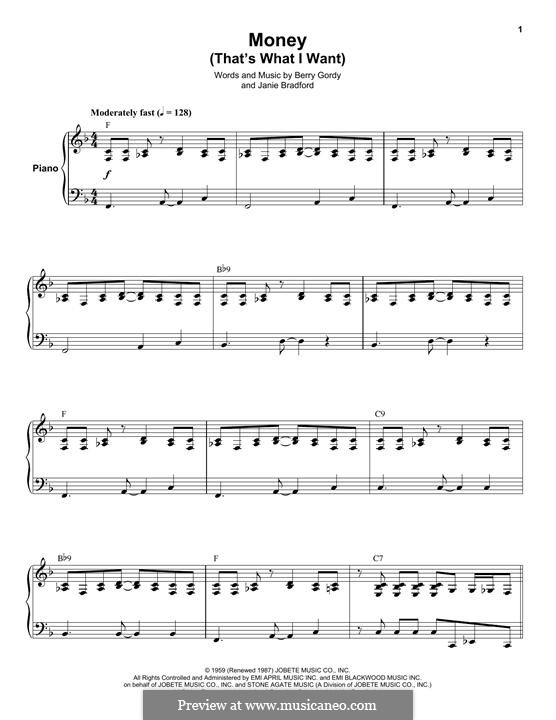 Money (That's What I Want): Para voz e piano ou guitarra (The Beatles) by Berry Gordy, Janie Bradford